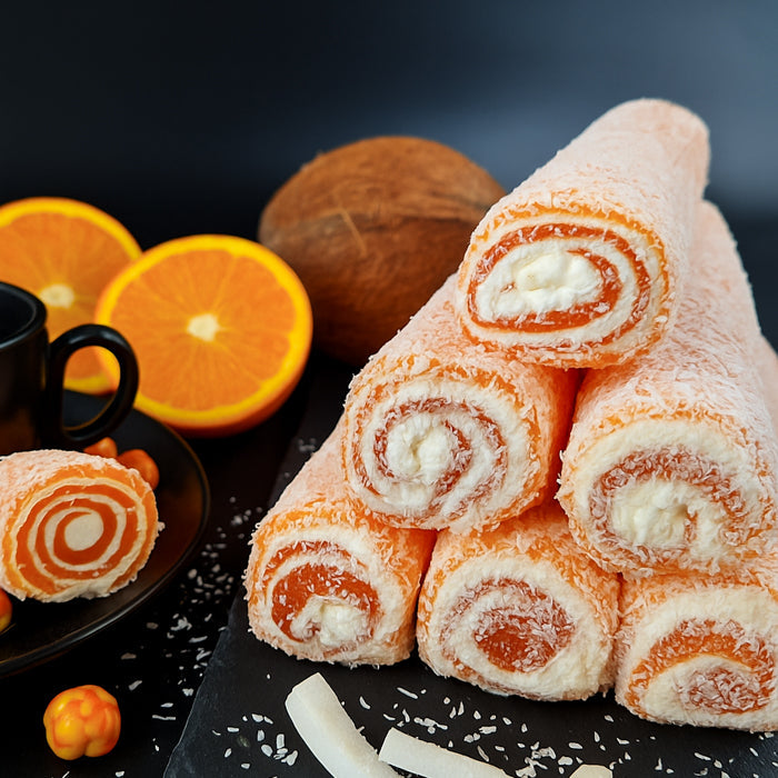 Apelsīnu lukums ar vaniļas pastilu un kokosa skaidiņam