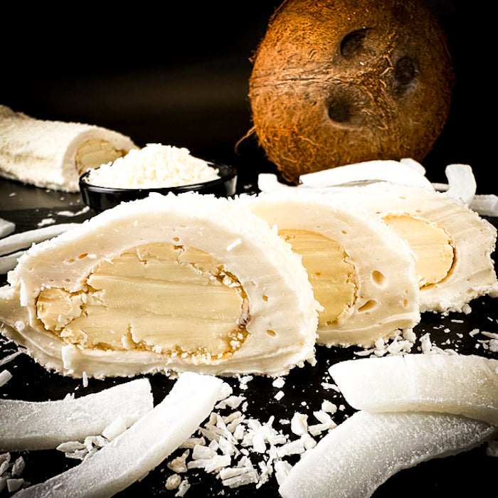 Kokosriekstu-piena lukums ar baltas šokolādes kremu