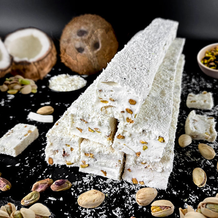 Kremigs piena-kokosa лукумс с фисташками