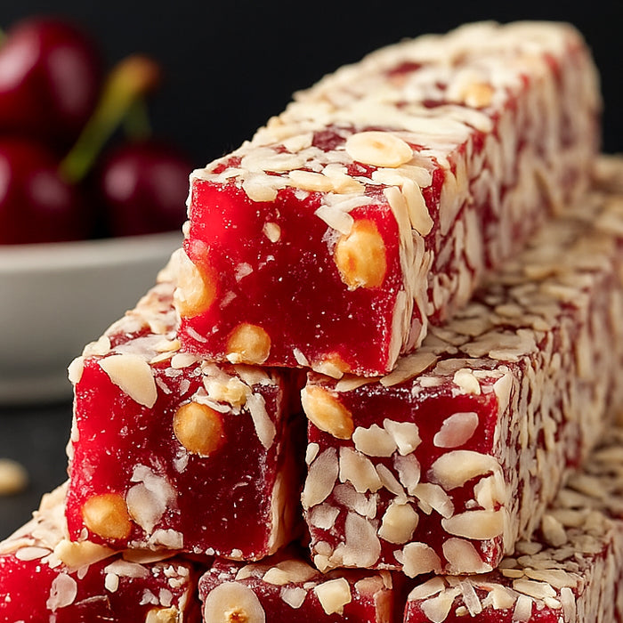 Lukums ar ķiršu garšu un lazdu riekstiem 