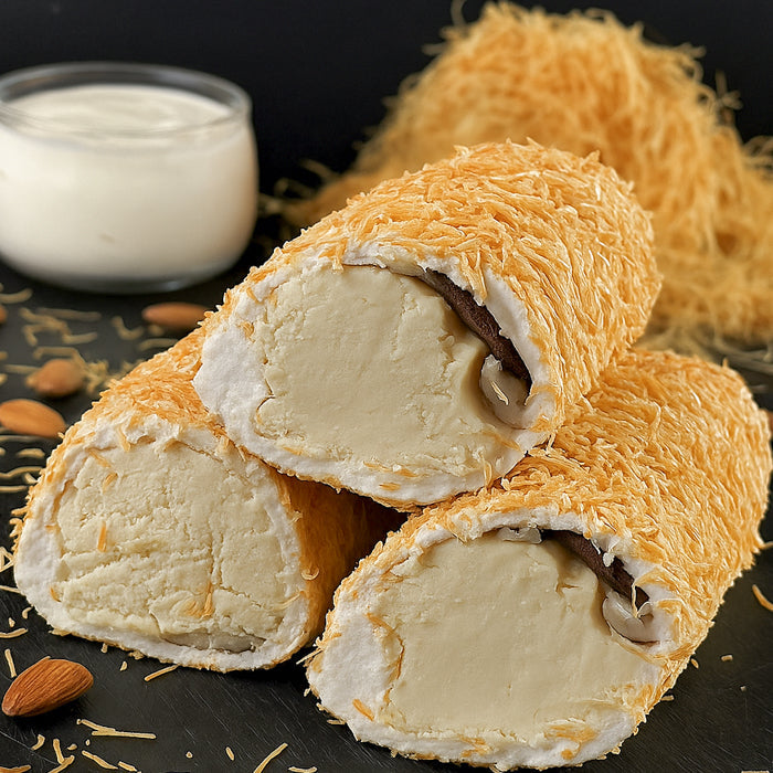 Lukums ar riekstu kremu un kraukšķīgo kadaifu 