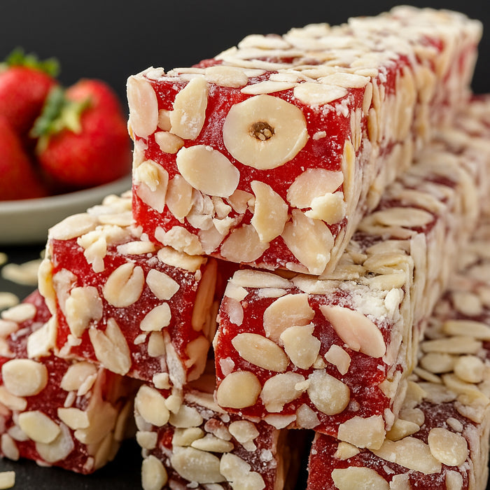 Lukums ar zemeņu garšu un lazdu riekstiem 