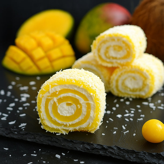 Манго лукумс ar kokosriekstu skaidiņām 