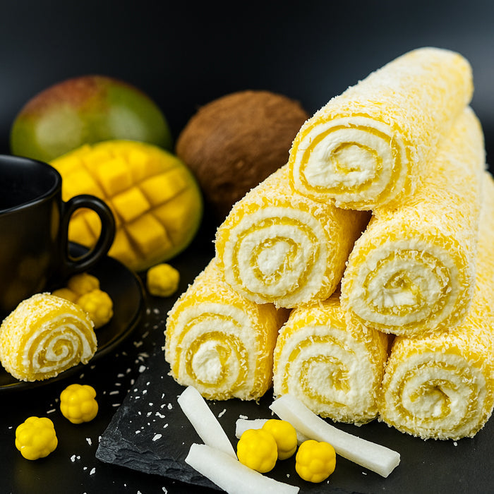 Манго лукумс ar kokosriekstu skaidiņām 